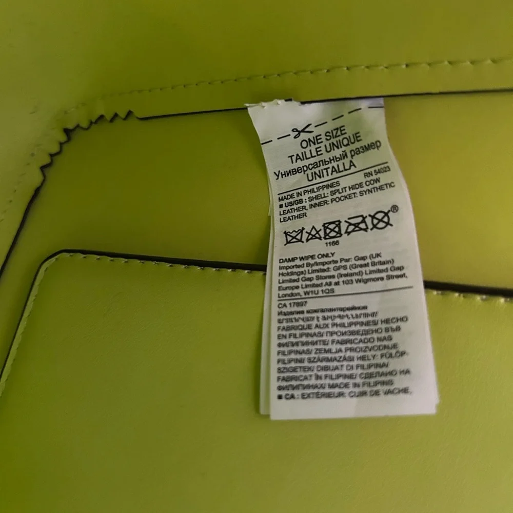 Banana Republic Leather Large East-West Tote in taupe with a lime interior - Picture 8 of 11